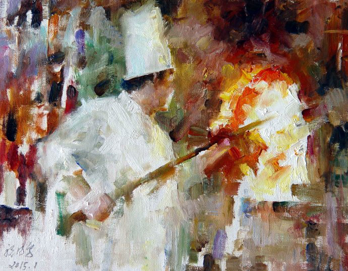 祝锡勇@艺术家祝锡勇的油画作品,浓浓的生活气息