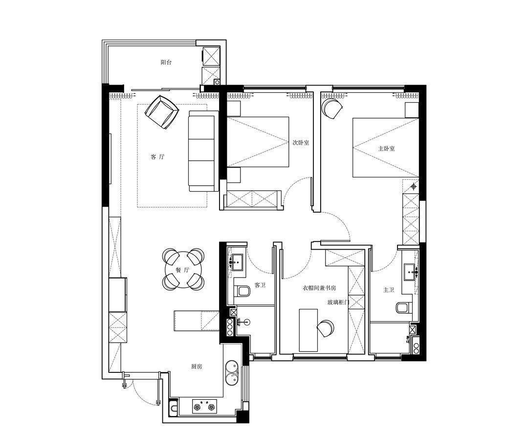 吧台|灰蓝装点大空间,简约元素渲染家居,融合成独特的现代风格