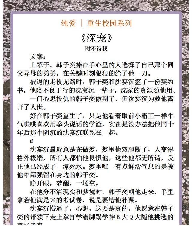 少年时代$纯爱｜重生校园系列，回到少年时代，从青葱岁月携手并进