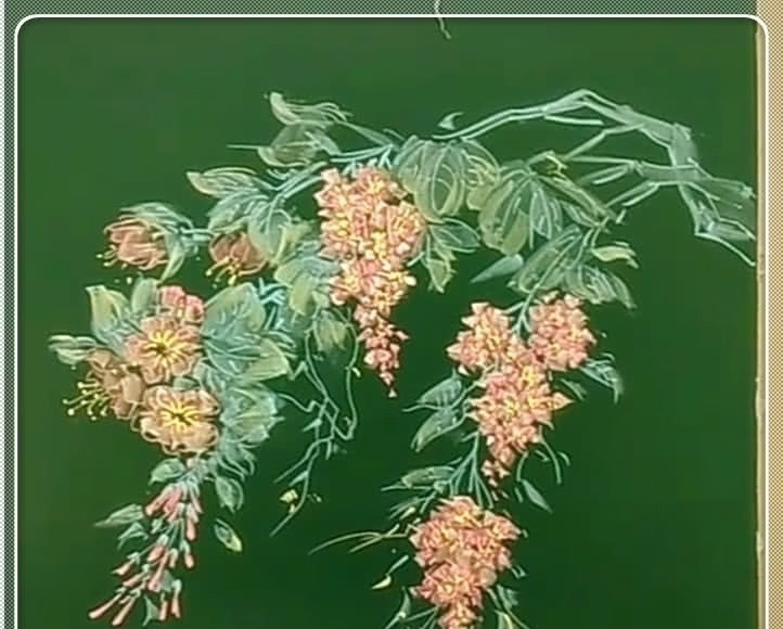 粉笔画#美术老师用粉笔画“桃花林”，美到睁不开眼，网友：我家墙还空着