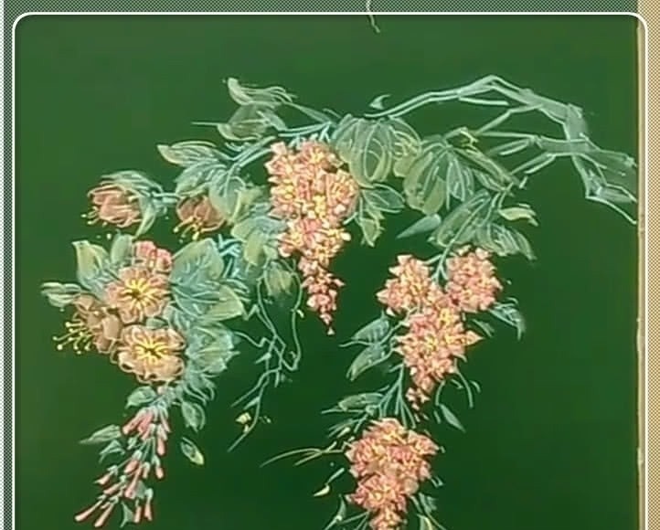 林美&美术老师用粉笔画“桃花林”,美到睁不开眼,网友:我家墙还空着