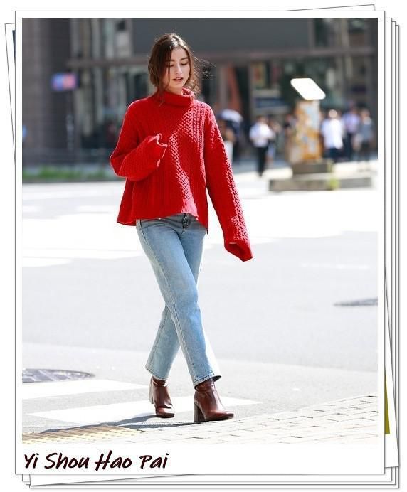 春节要带一点红！红色高领针织衫的20种搭配分享