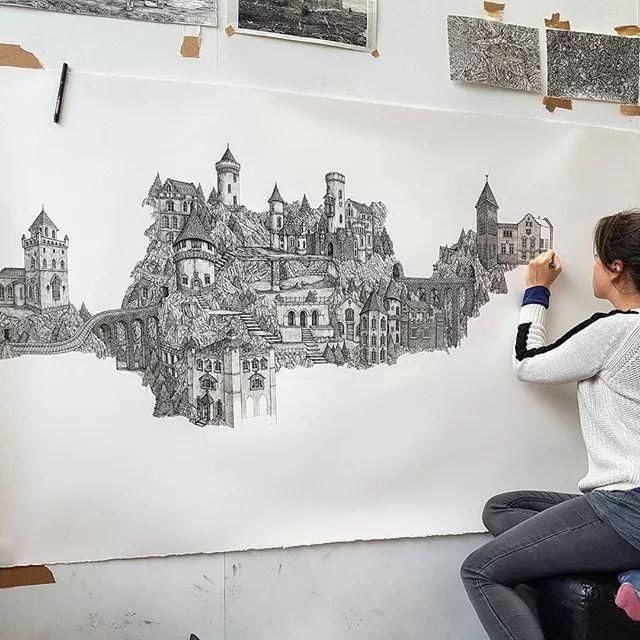 艺术学院|一幅画用掉上百支笔,看到最后成果这么震撼,也就不觉得心疼了