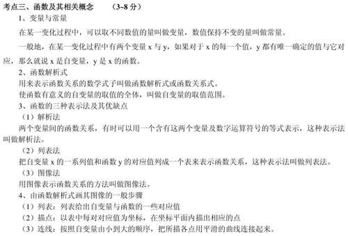 初中数学函数（一次函数、二次函数、反比例函数）考点重点全梳理