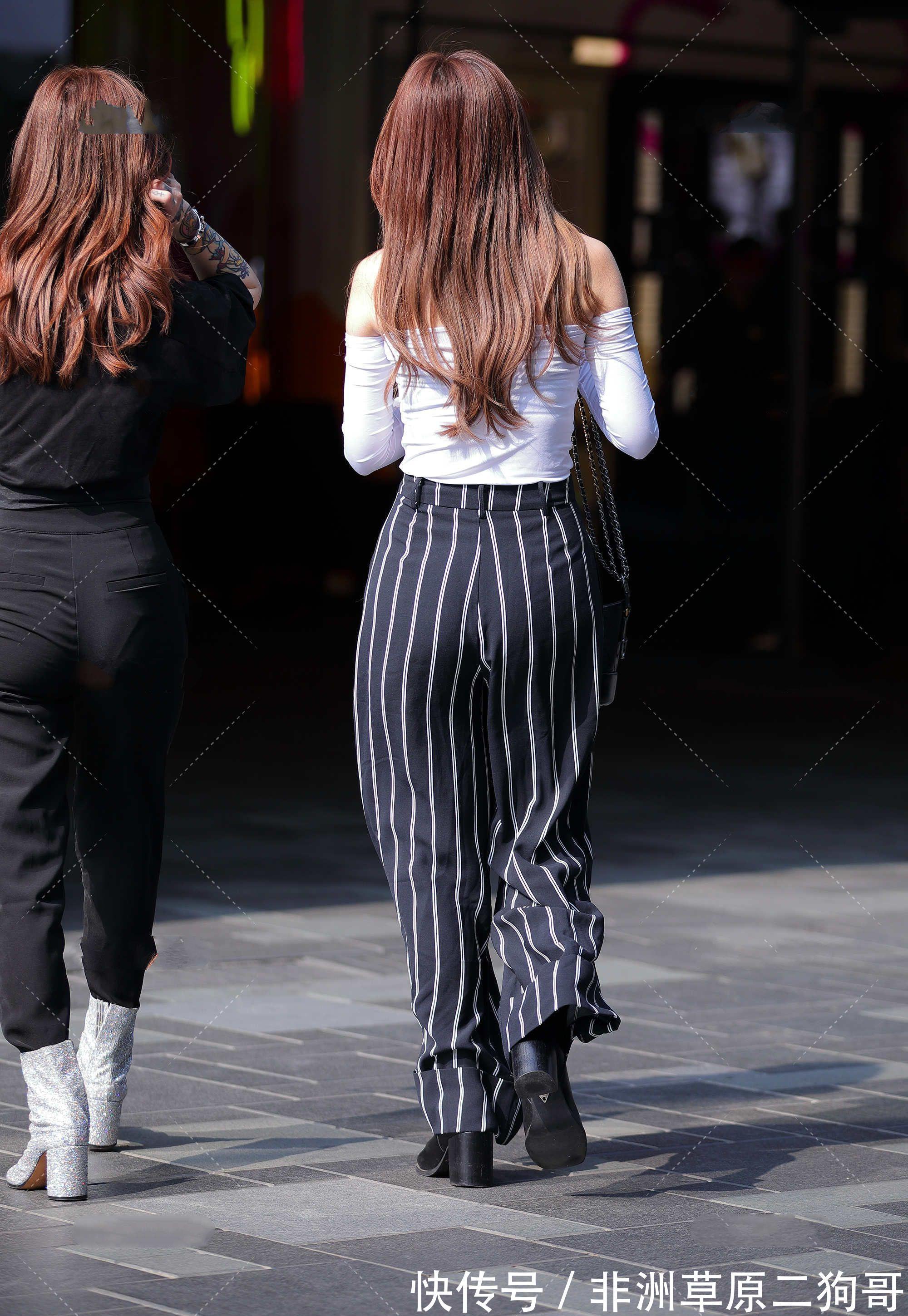 条纹裤|巧妙利用条纹裤,让黑白搭配更酷飒干练