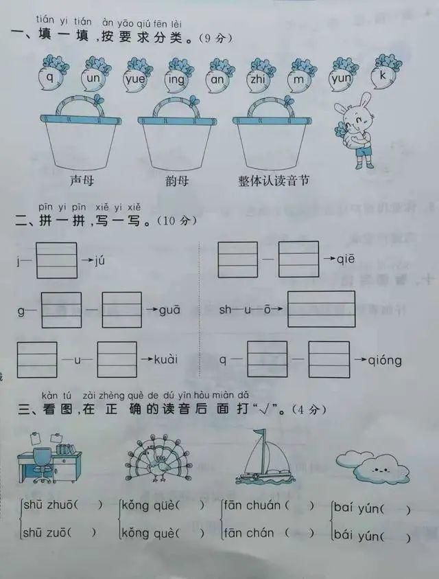 语文|上午刚考完：一年级语文期中真题卷（含答案）老师：看图写话难