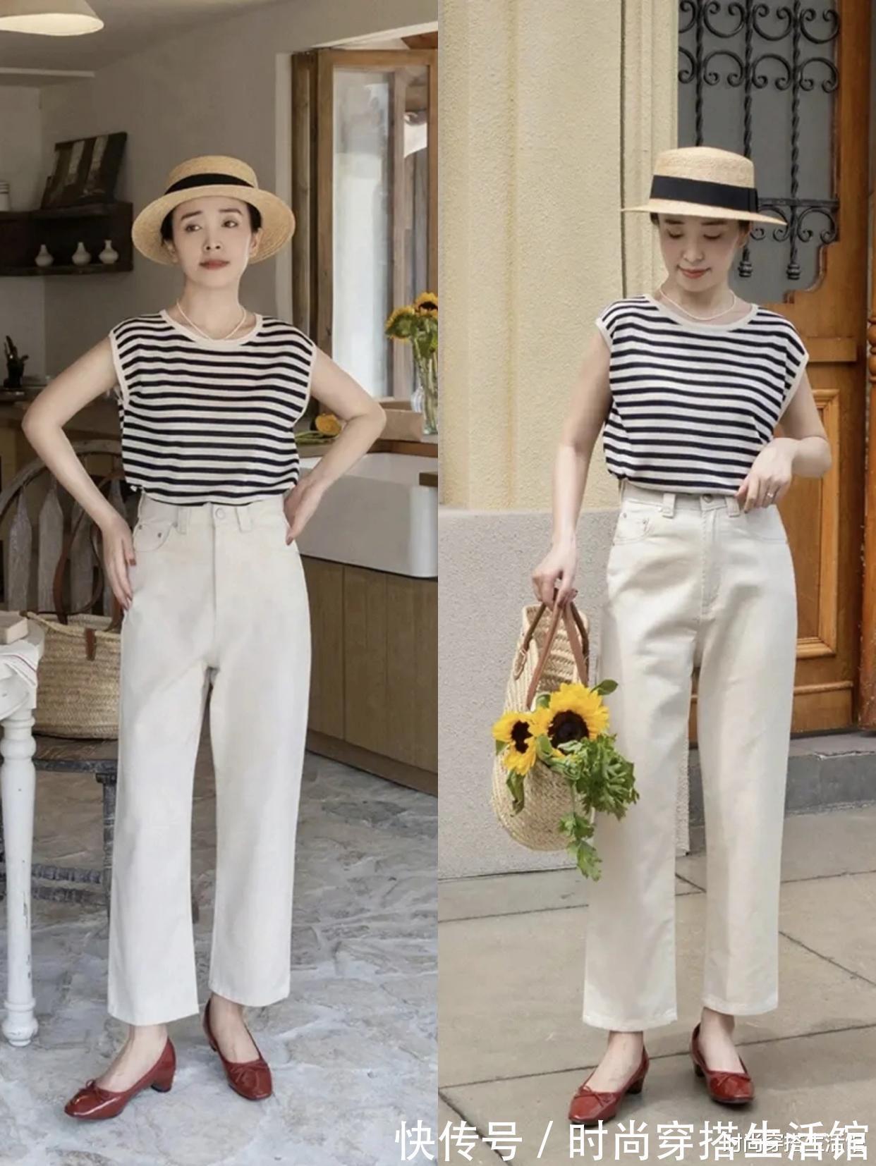 女人味|T恤下面不一定配裙子,今年流行这样穿,优雅知性,很有女人味