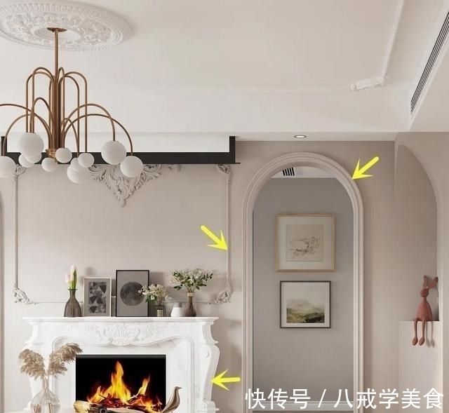 双门洞|客厅墙上挖2个洞做背景墙,双门洞设计实现“去电视化”、双动线