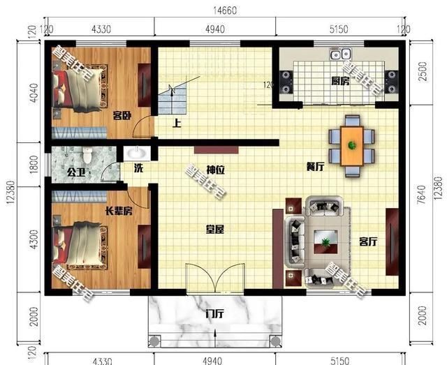 别墅|面宽14米上下,室内带堂屋的农村别墅,第一栋造型简单施工易