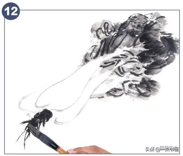 一步一步学画水墨大白菜