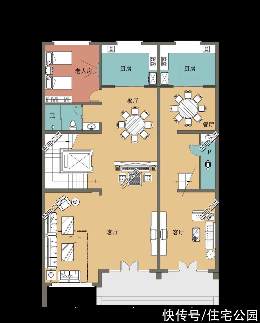自住|12×19米四层农村别墅，每层都有厨房客厅，自住、出租都能满足