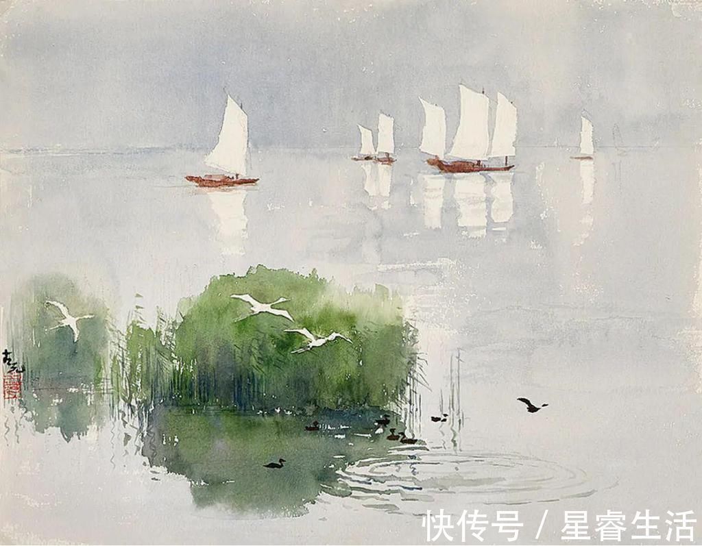 水彩&他被徐悲鸿称为“中国艺术界卓绝天才”,融入水墨意境的水彩,太美好了!