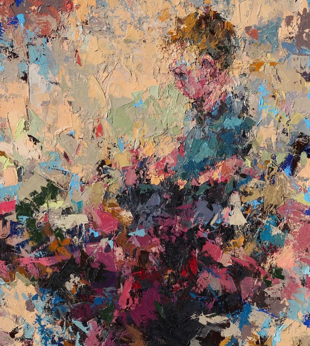 纹理&他将杂碎的色块,厚重的纹理,融于画中的人物