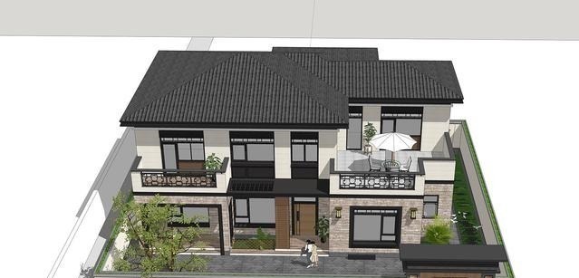 庭院|别墅设计两层新中式别墅太棒,不仅带两个露台,庭院还十分巴适!