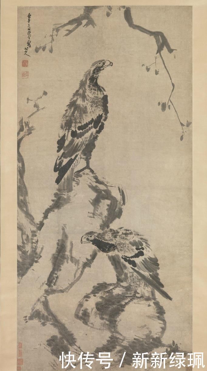 朱耷#朱耷的这幅《双鹰图》,两只鹰价值4个亿,艺术造诣不输李苦禅