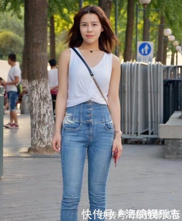 小姐姐|路人街拍,美女皮肤细嫩,加上乌黑靓丽的长发,标准的高颜值女神