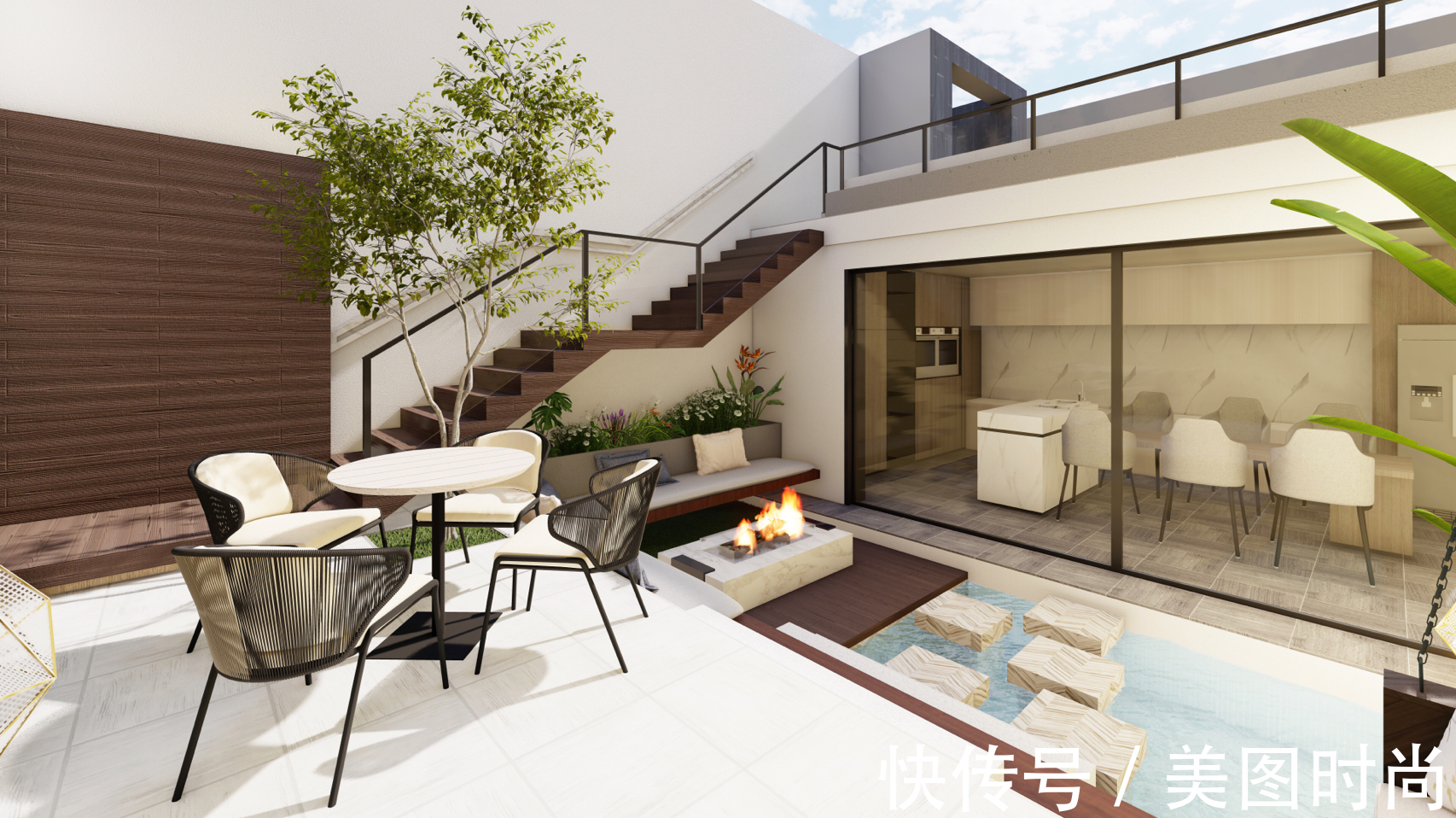 雨水|爆火的下沉式庭院设计,有条件一定要建一个,比别墅花园还好看