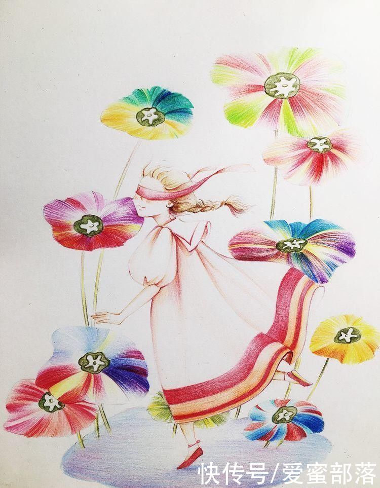 代表|每片花瓣都代表着一个美好的心愿，七色花精灵，彩铅教程