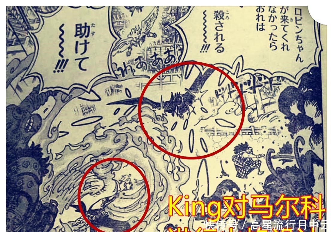 海贼王1005话,卡塔库栗上线并露脸,King火焰射击对马尔科没效果