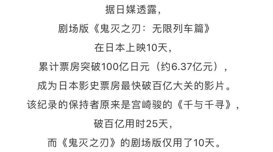 宫崎骏|《鬼灭之刃：无限列车篇》爆火！打破日本影史动画多项票房纪录！