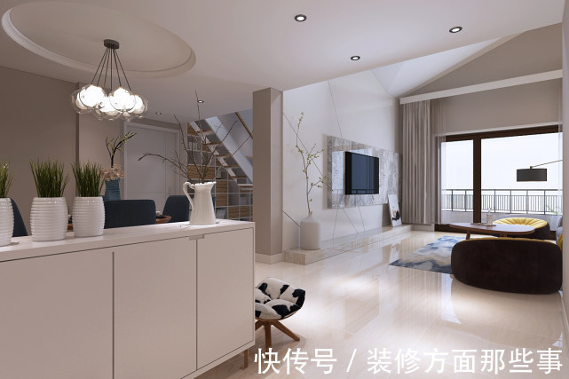 收纳|165平现代风三居室,将开放式书房放在楼梯下边