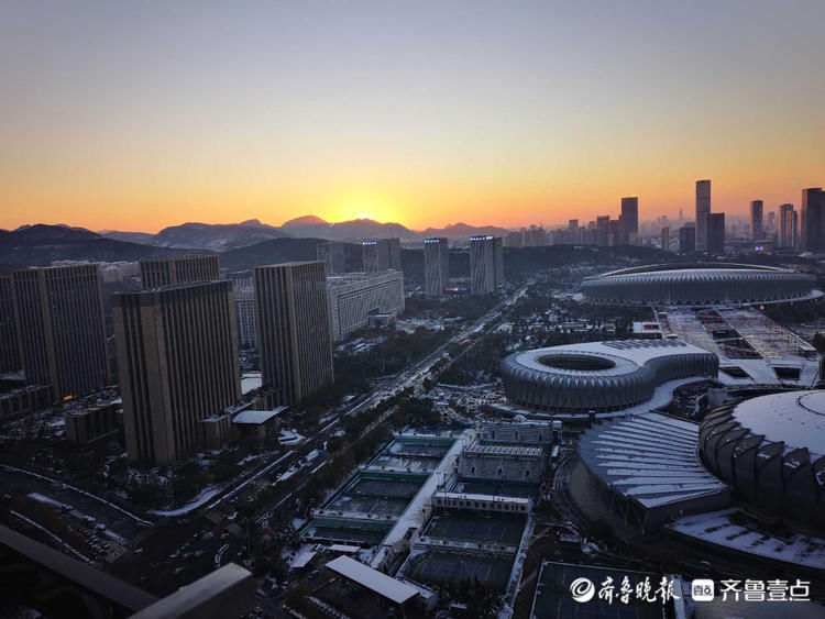 落日红霞飞！济南雪后夕阳洒金，尽显冬日最美画境|情报站| 情报站