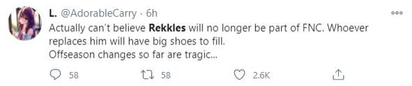 FNC|推特热议Rekkles离队，爆料人：FNC开了天价合同依然留不住