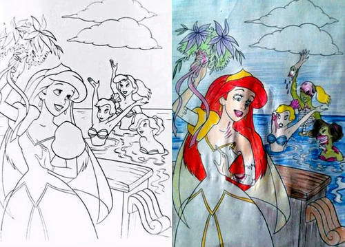 童年|家长霸占儿童填色画本,迪士尼角色全员黑化,童年回忆破碎