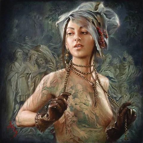 ·曼努克@自然又野性的存在,美女艺术家的唯美油画欣赏