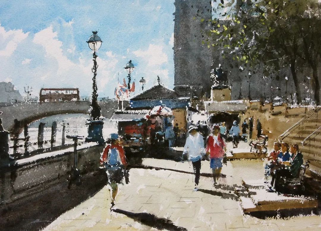 水彩画!印象主义水彩画:杰拉德·格林用光的氛围来赋予作品活力和生机