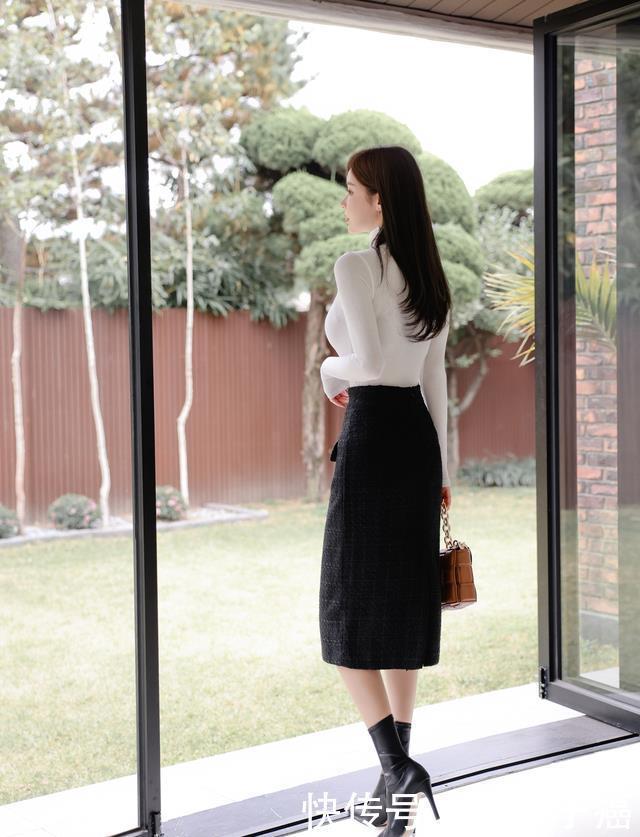 孙允珠每日穿搭：文雅贵气高领堆叠修身打底衫