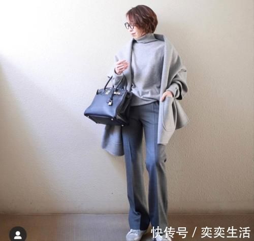 珍珠项链|讲真，穿灰色就服这些50＋女人！她们的灰色穿搭，越看越有气质