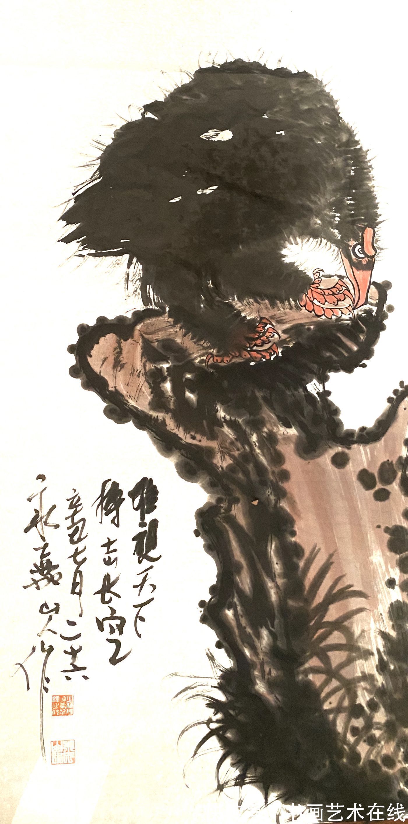 国画家#国画家、画鹰大家、指墨画艺术大师朱祖国——从未停止过对艺术的追求与探索