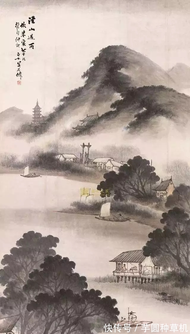 山水画@海派山水画大家|吴石仙的烟雨蒙蒙