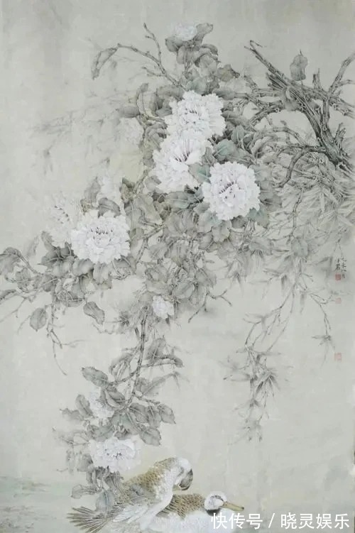 花鸟画$陈建强的花鸟画造境唯美,引人踏入清雅之境