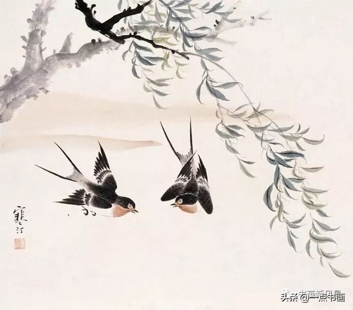 花鸟画@江寒汀 笔下的飞鸟30幅,不愧当代海派花鸟画第一人