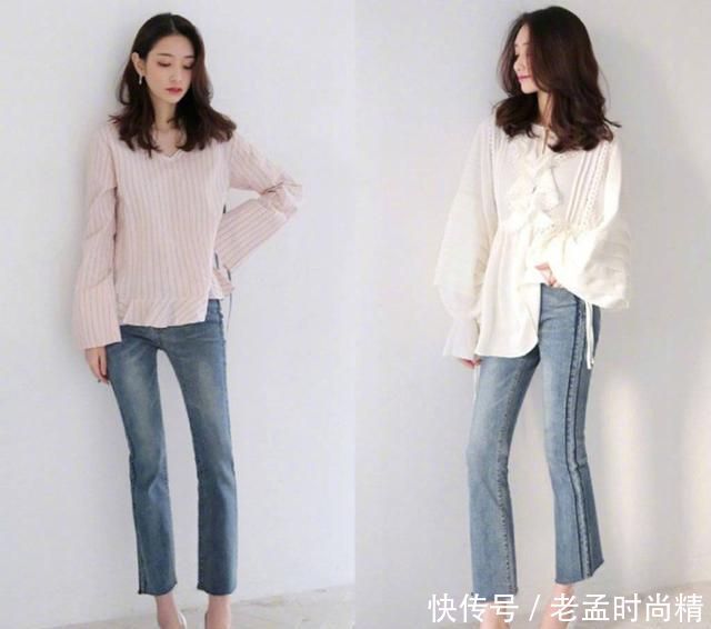 风格简单浅色系穿搭, 凌乱的披肩发慵懒舒适, 配高跟鞋女人味十足