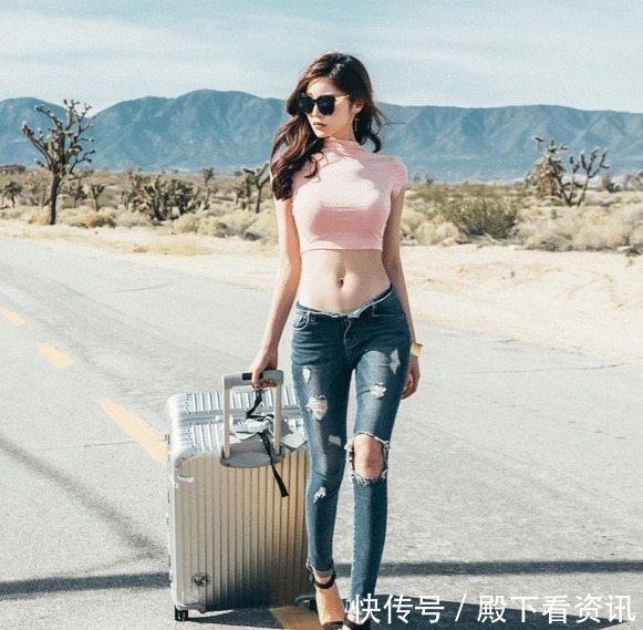 筷子腿 破旧牛仔裤再利用,膝盖部分剪掉,轻松展现筷子腿