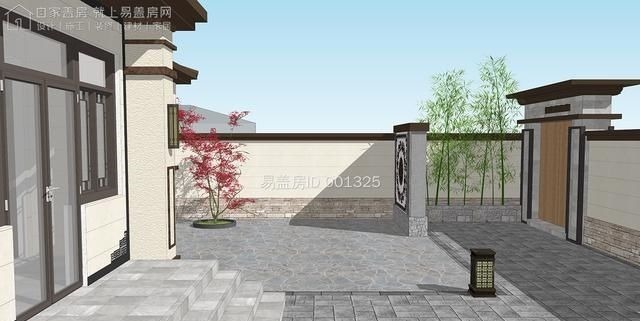 采光|一层新中式别墅,双入户门,房间均能采光,屋檐外挑,简单大气