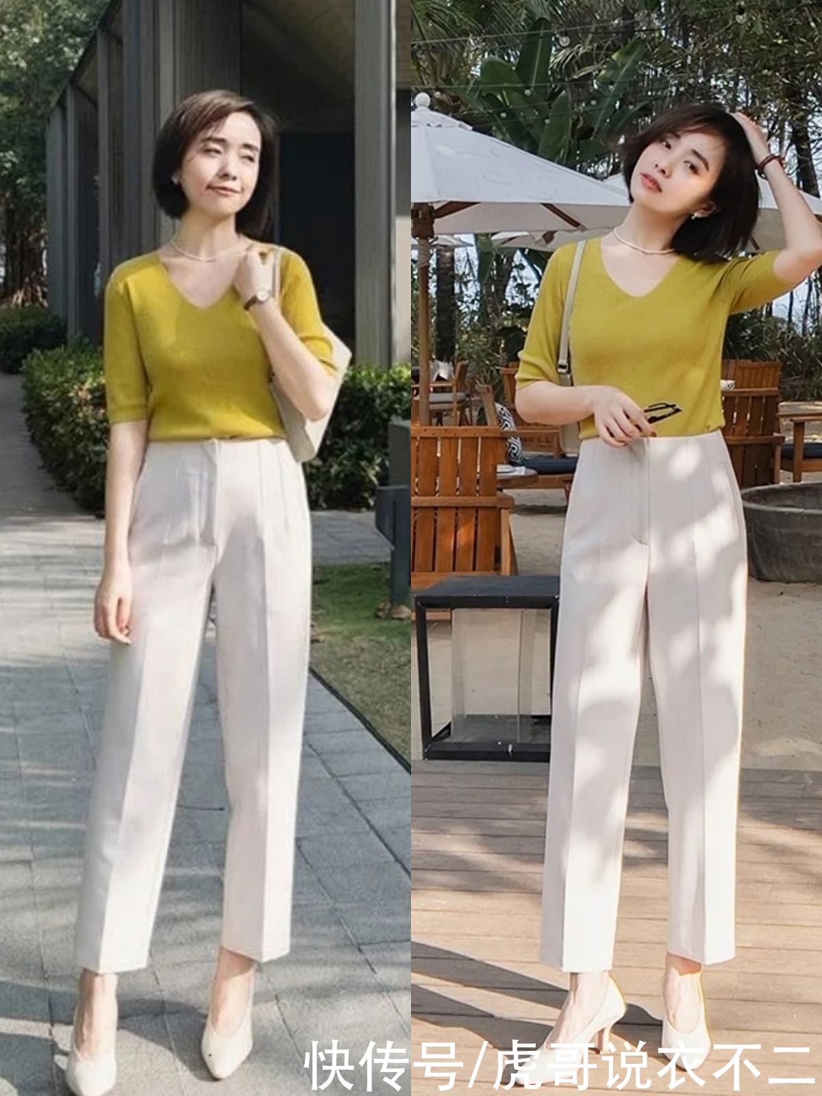 上年纪的女人少穿“花裤子”，白裤子最显气质，这么搭简约又高级