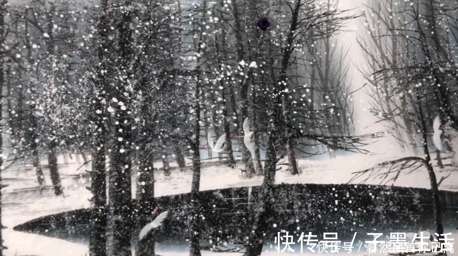 作画#“神仙”美术生泼墨成冰，用雪画出逆天画作，最后一秒让人服