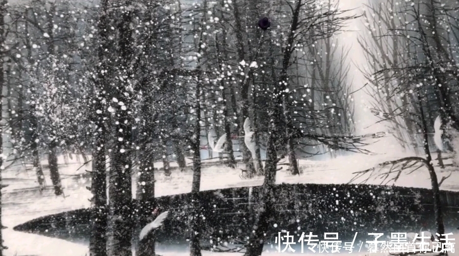 作画#“神仙”美术生泼墨成冰,用雪画出逆天画作,最后一秒让人服
