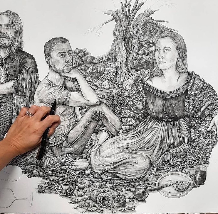 她的手#全球最抠女画家,用针管笔惊艳世界,这细节和线条让人惊叹不已!