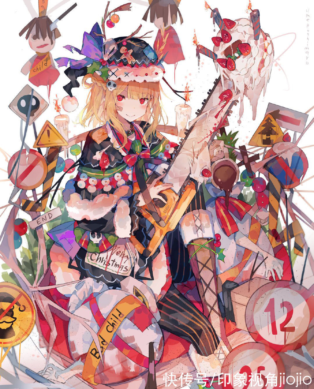 超级可爱@缤纷绚丽的和风少女插画,色彩搭配充满了碰撞感