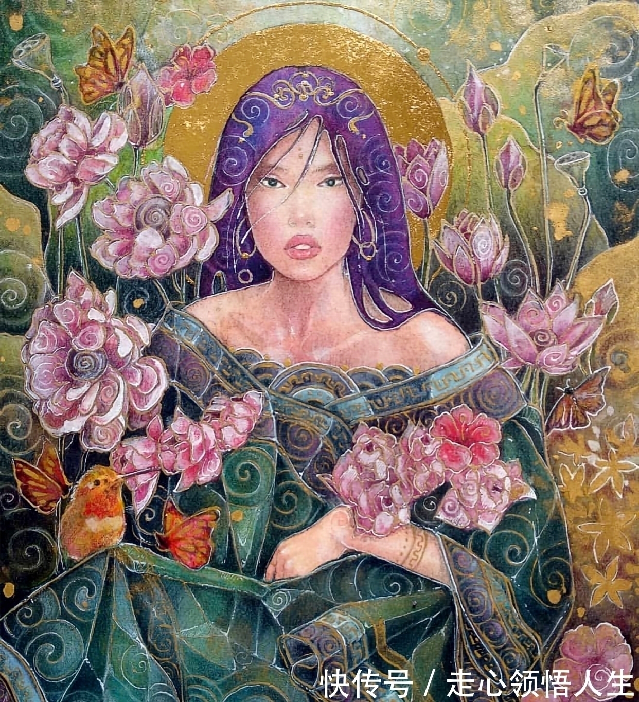 希腊$寂静宇宙中的明眸：色彩与金箔的交融，插画家卡法西斯的神话四季