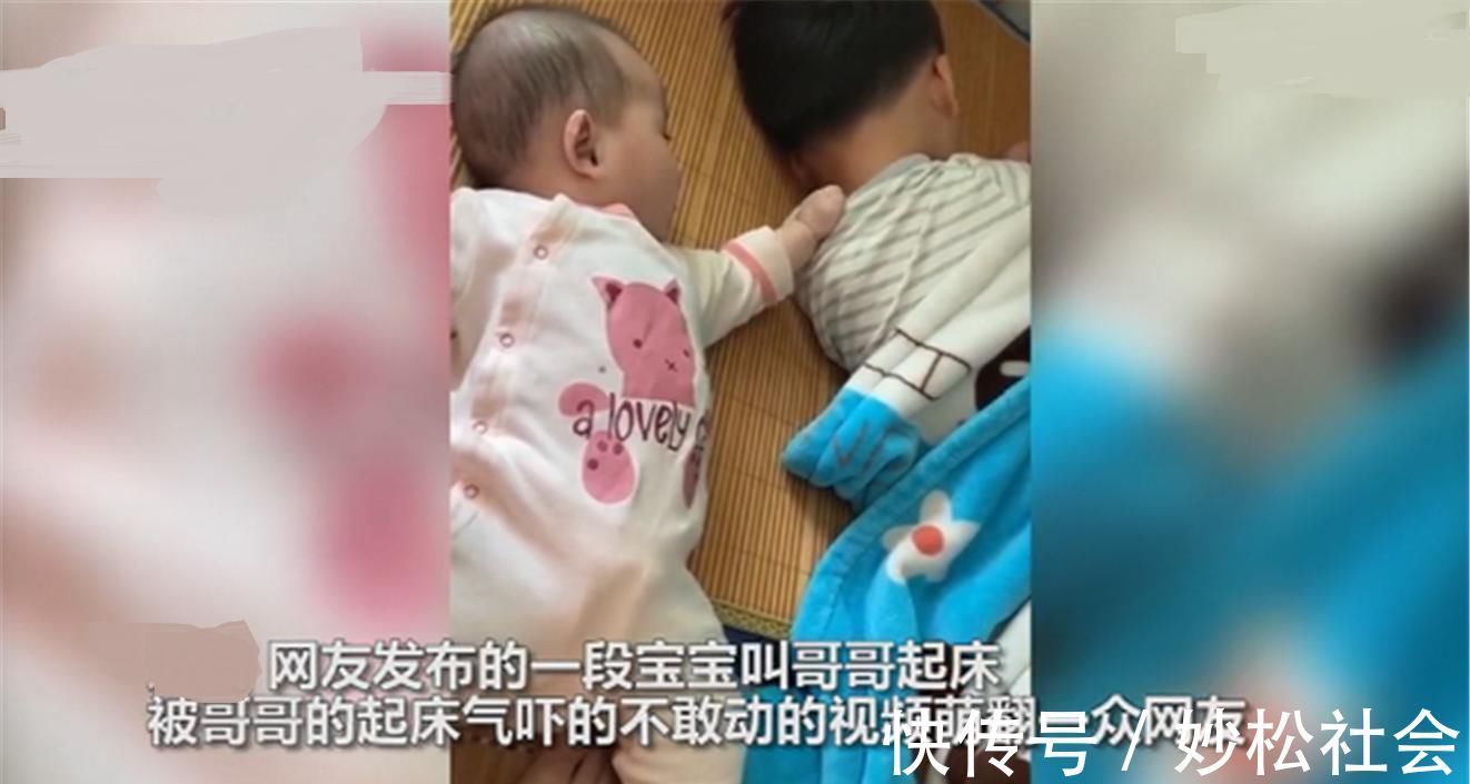父母|小宝宝叫哥哥起床,被哥哥的起床气吓到不敢动,网友太可爱了