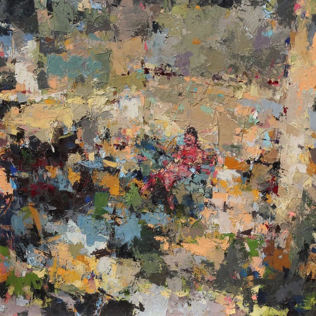 纹理&他将杂碎的色块,厚重的纹理,融于画中的人物