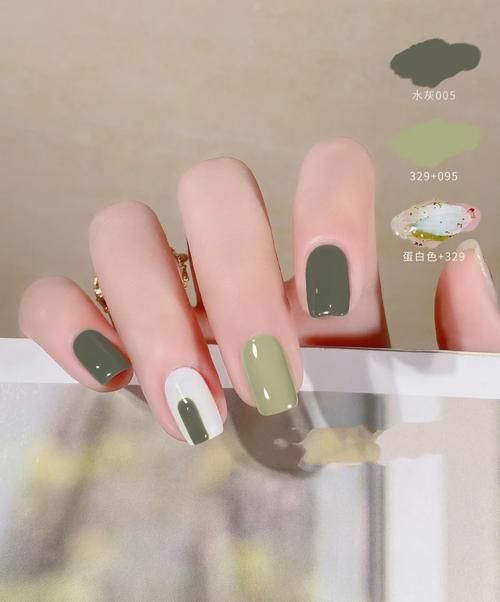 夏季的第一款绿色系美甲，黄皮妹子越做越白，黑皮妹子越做越显黑