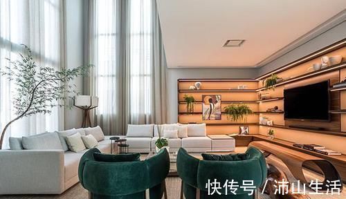 五星酒店|简约美才是真高级,客厅局部挑空,窗帘长达4米,180平尽显气派