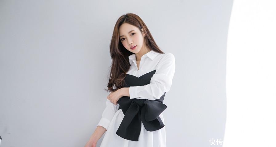 蝴蝶结|孙允珠高清美图:简约裹胸蝴蝶结束腰白翎衬衫!